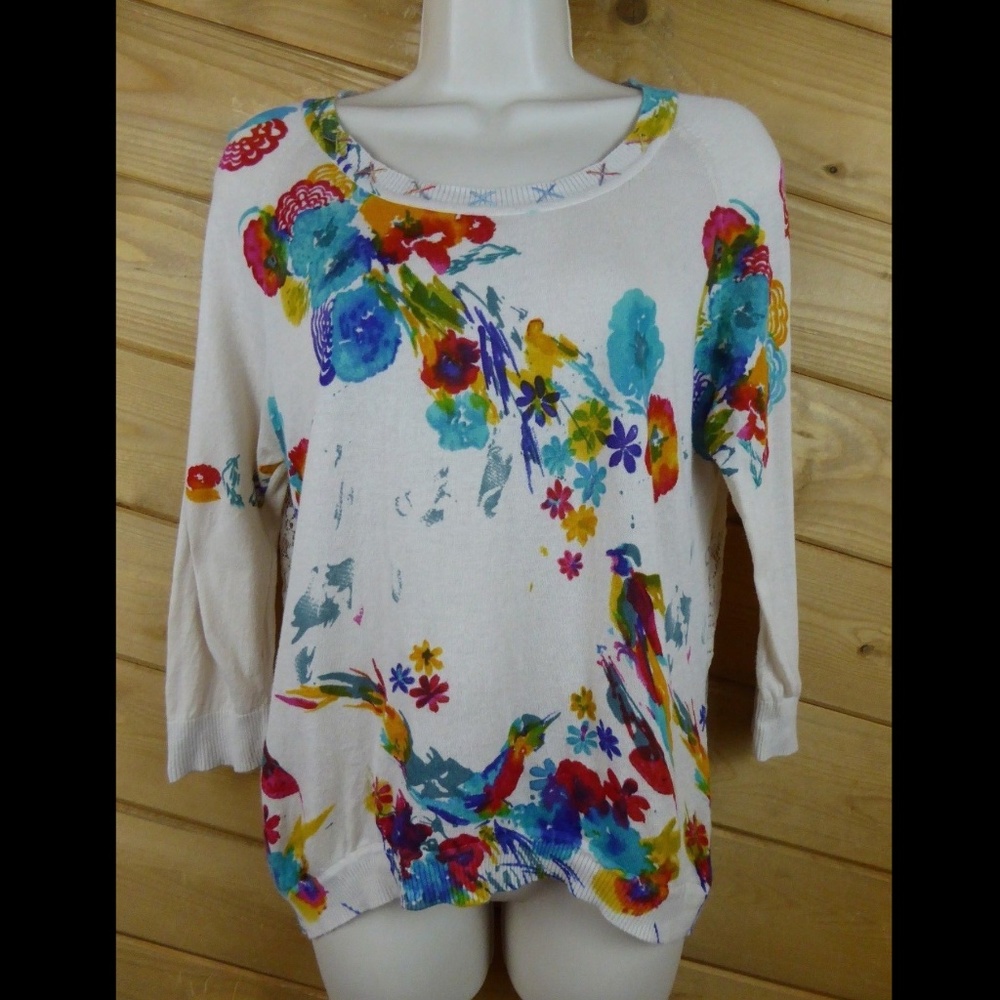 Charlotte Tarantola Floral Birds Pull Over Sweater